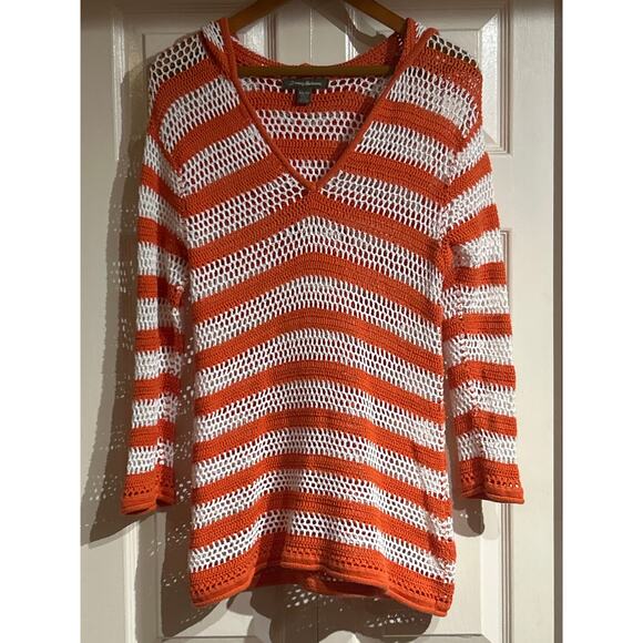Tommy Bahama Orange and White Striped Sweater - Picture 5 of 5